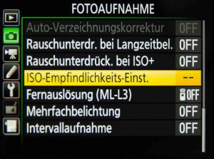 ISO-Automatik im Aufnahmemenü