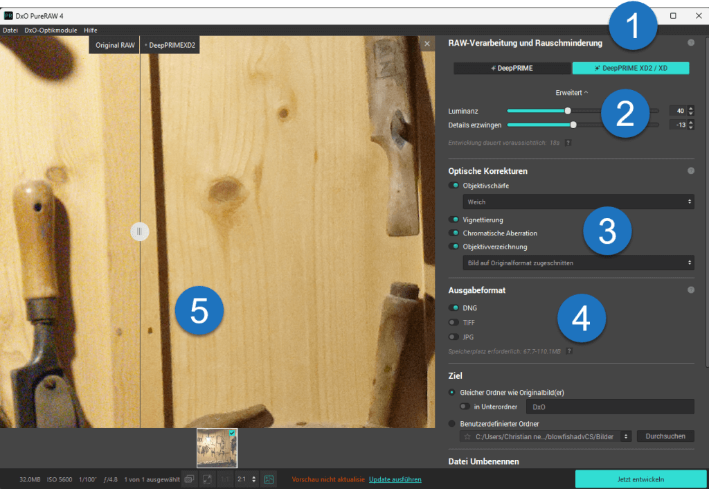 dxo pureraw 4 bedienoberflaeche